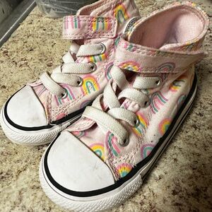 Pink Rainbow Kids Converse High-Top Sneakers